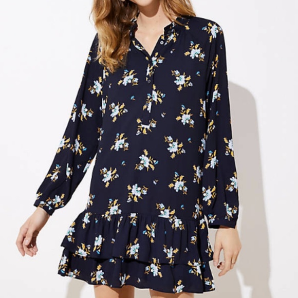 LOFT Dresses & Skirts - Bouquet Double Flounce Dress